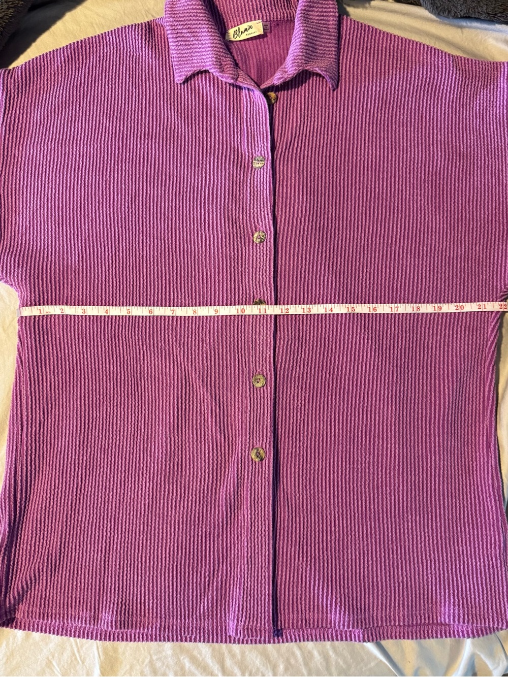 Blumin Apparel Lavender-Purple Ribbed Button-Front Top - Picture 4 of 5